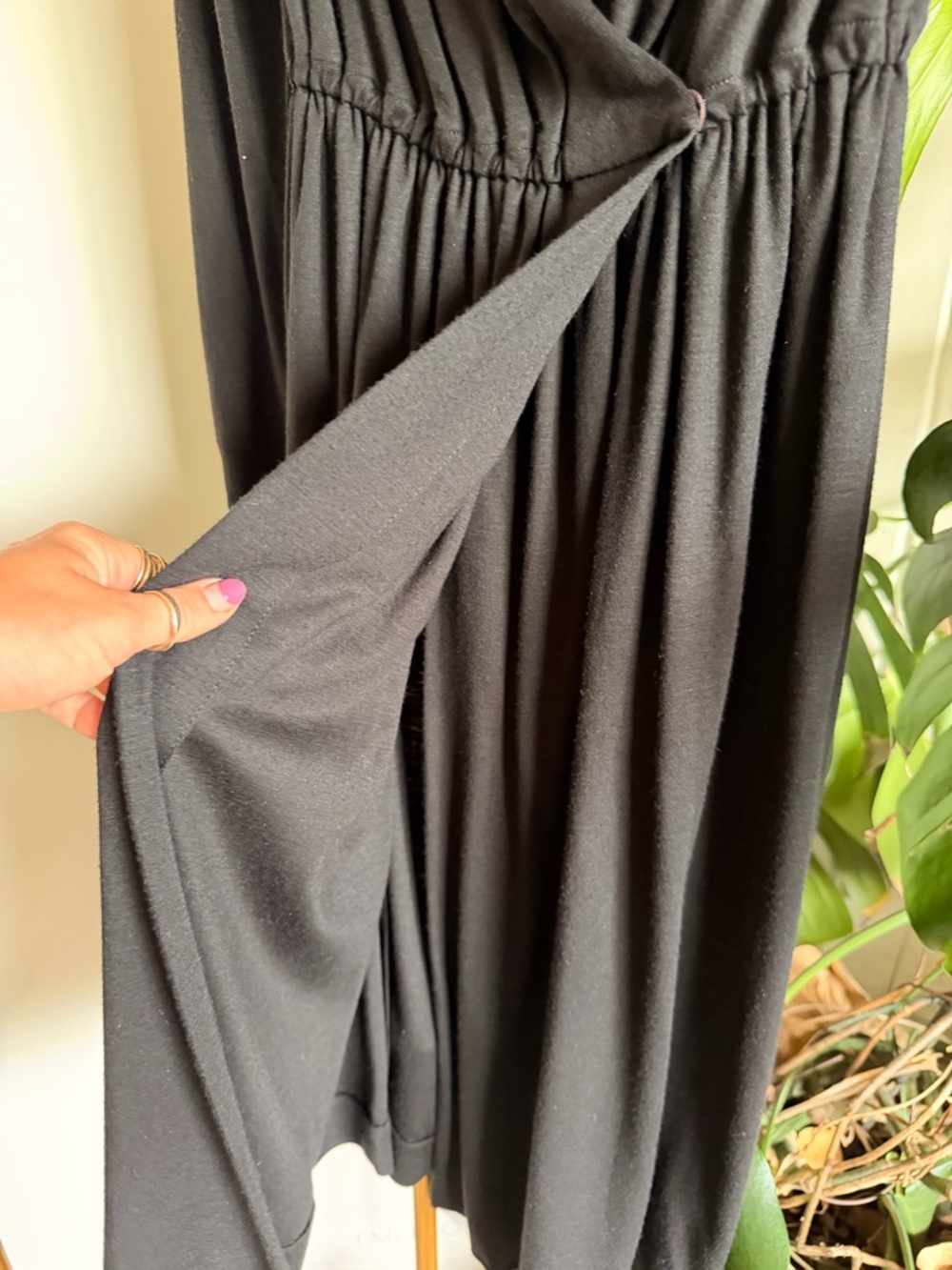 Dior Black Long-Sleeve V-Neck Wrap-Style Dress - Picture 4 of 6